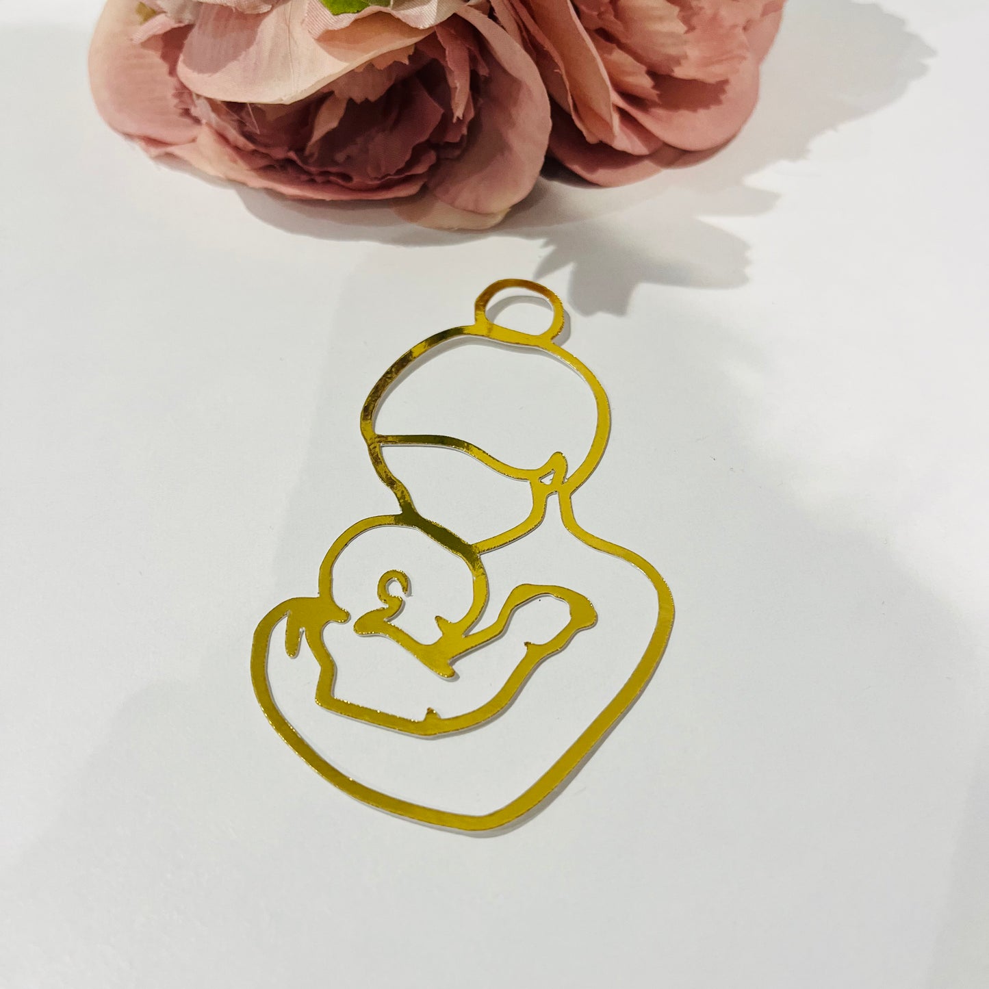 Line Art Pregnant Lady Silhouette Cardstock Cake Charm