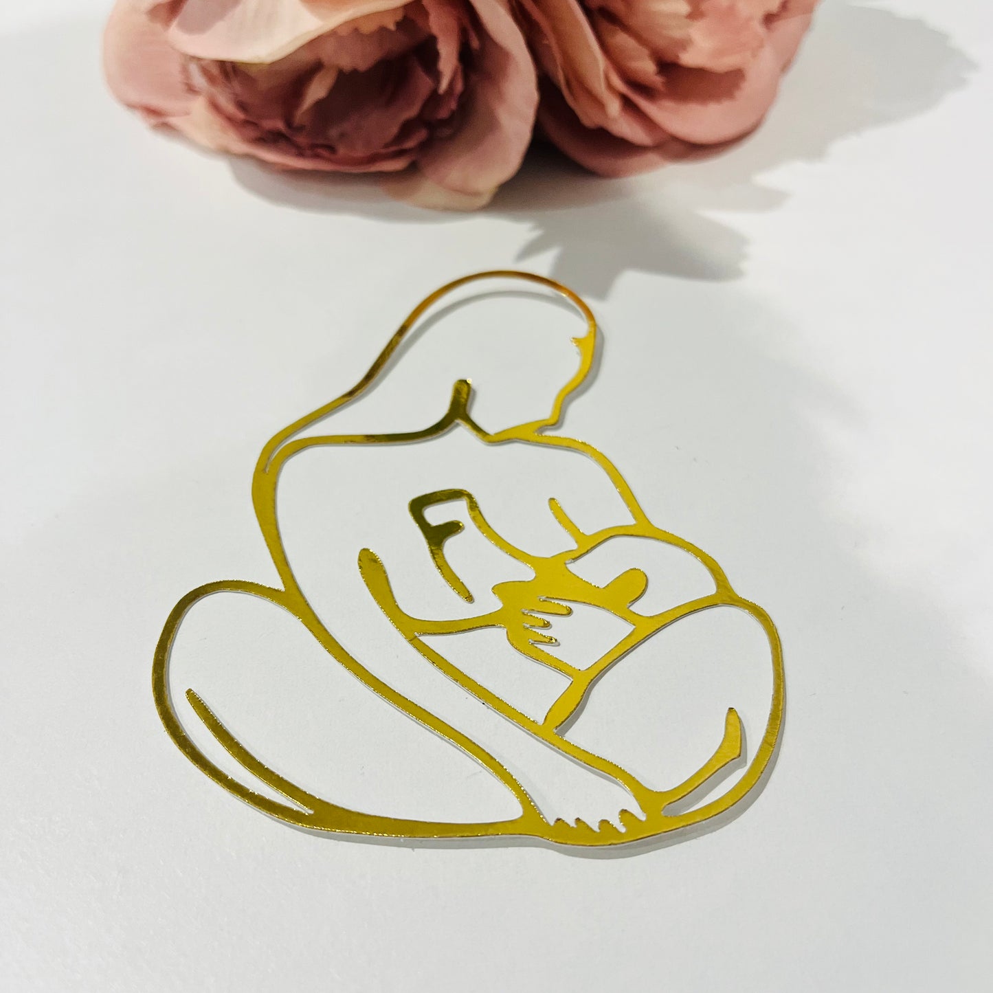 Line Art Pregnant Lady Silhouette Cardstock Cake Charm