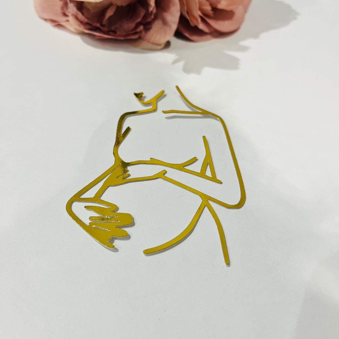 Line Art Pregnant Lady Silhouette Cardstock Cake Charm