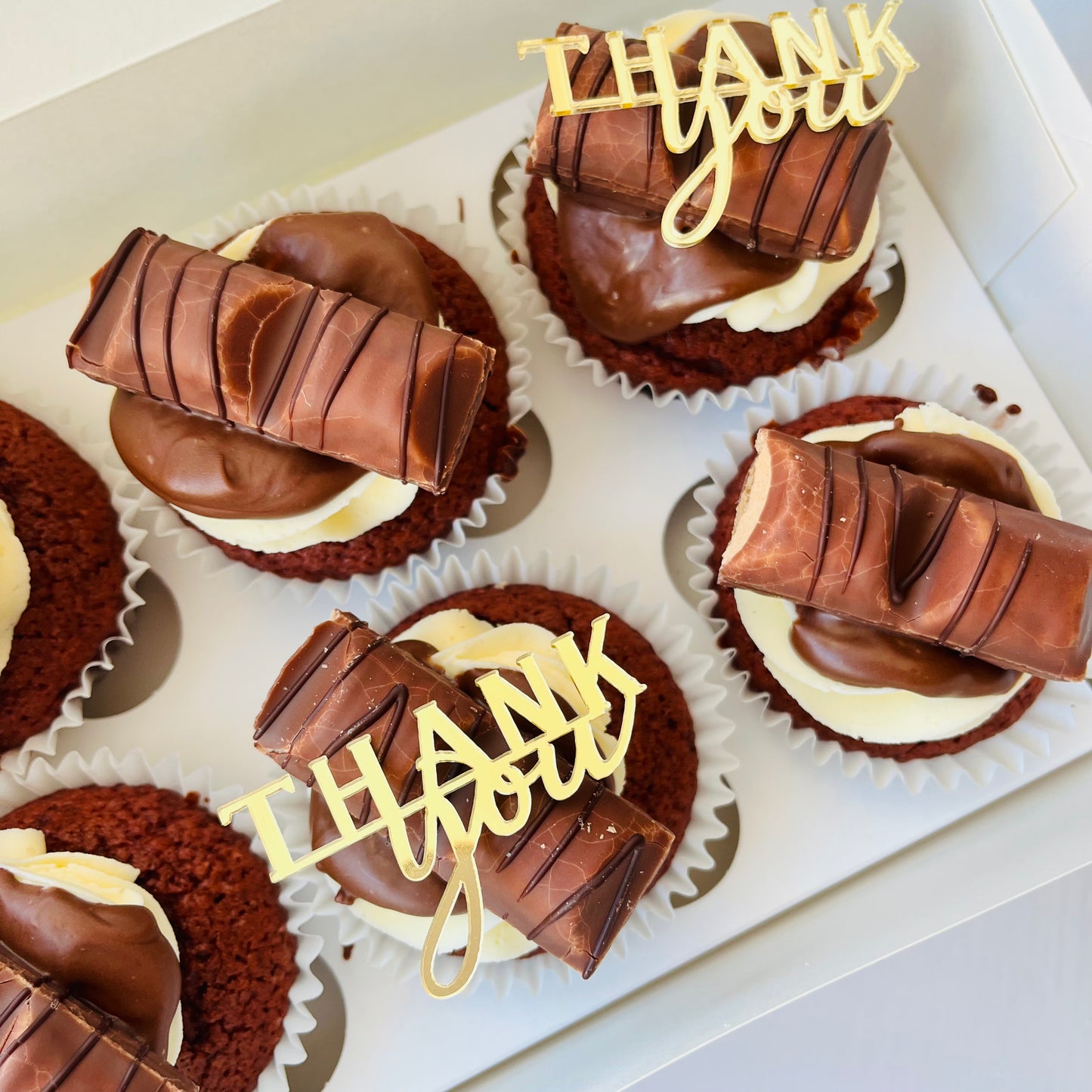 Thank You Acrylic Gold Mirror Cupcake Topper