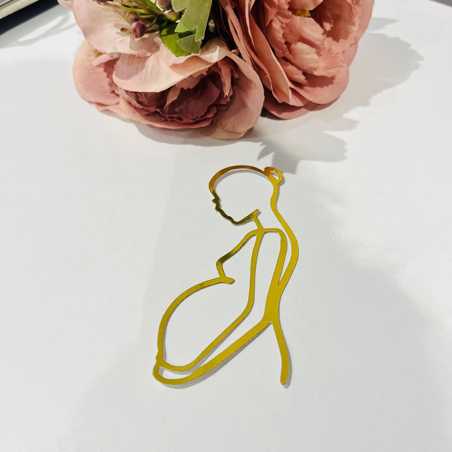 Line Art Pregnant Lady Silhouette Cardstock Cake Charm