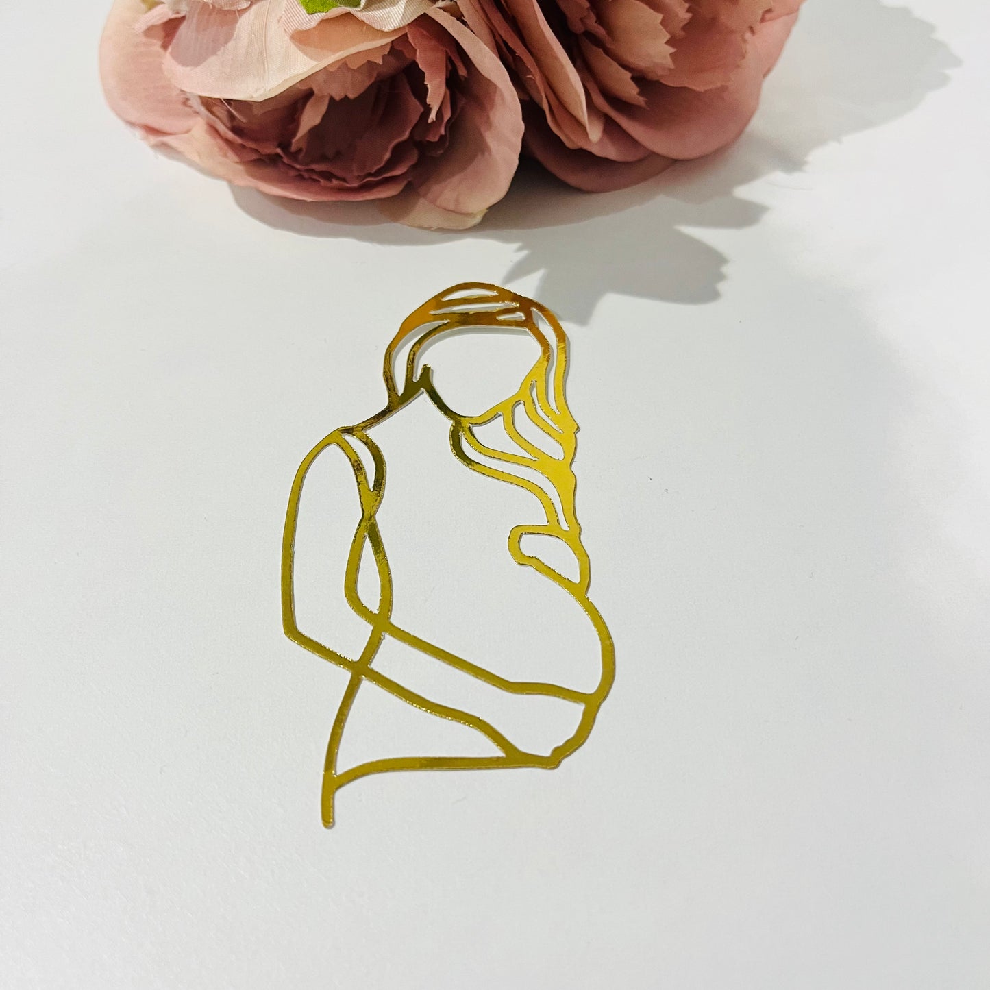 Line Art Pregnant Lady Silhouette Cardstock Cake Charm