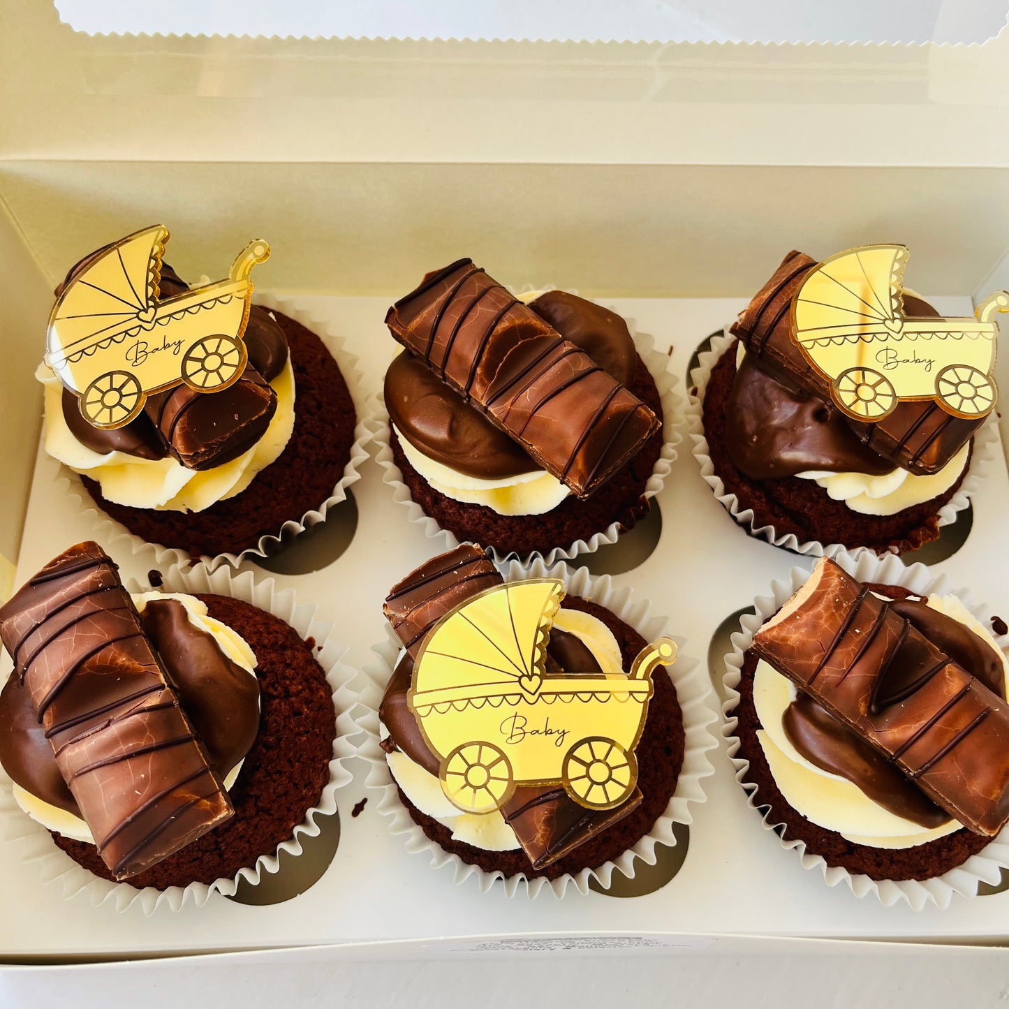 Pram Acrylic Gold Cupcake Charms