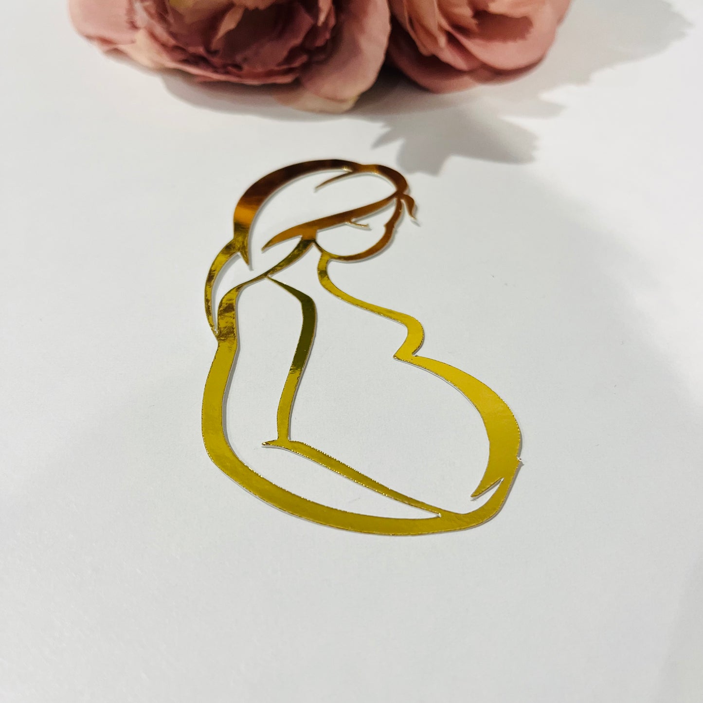 Line Art Pregnant Lady Silhouette Cardstock Cake Charm