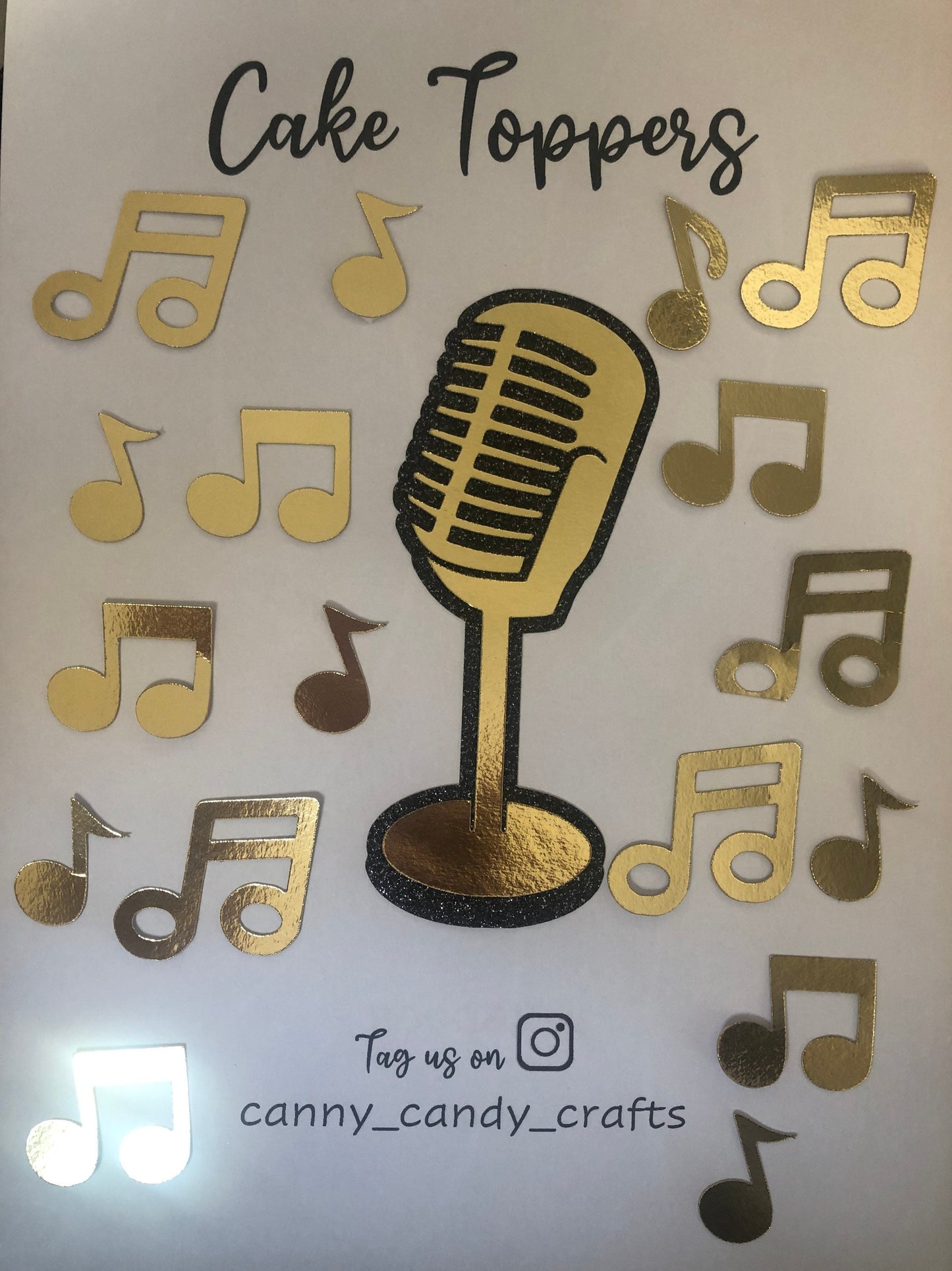 Retro microphone cake topper