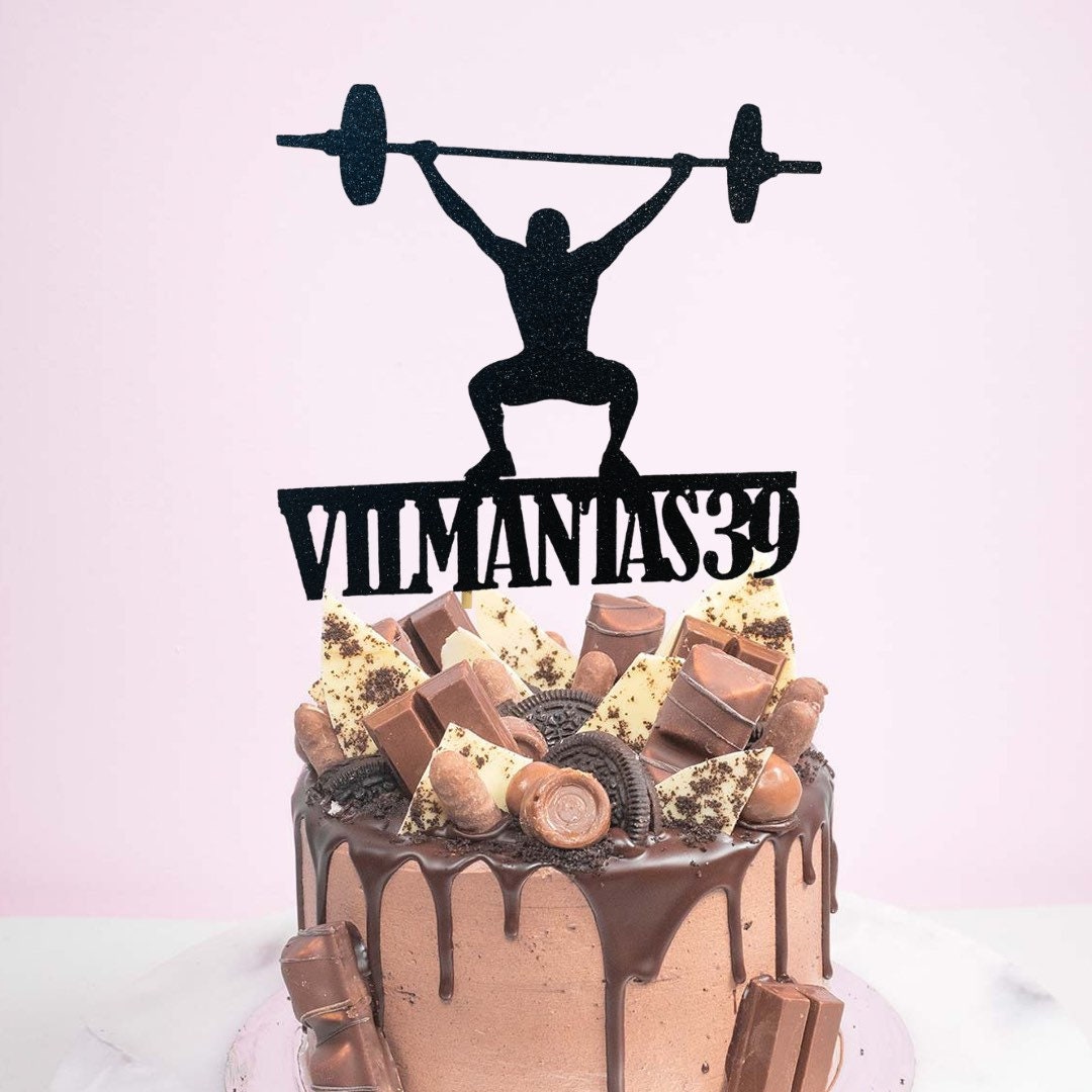 Personalised gym weight lifter cake topper