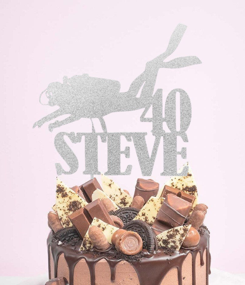 Scuba diving birthday cake topper