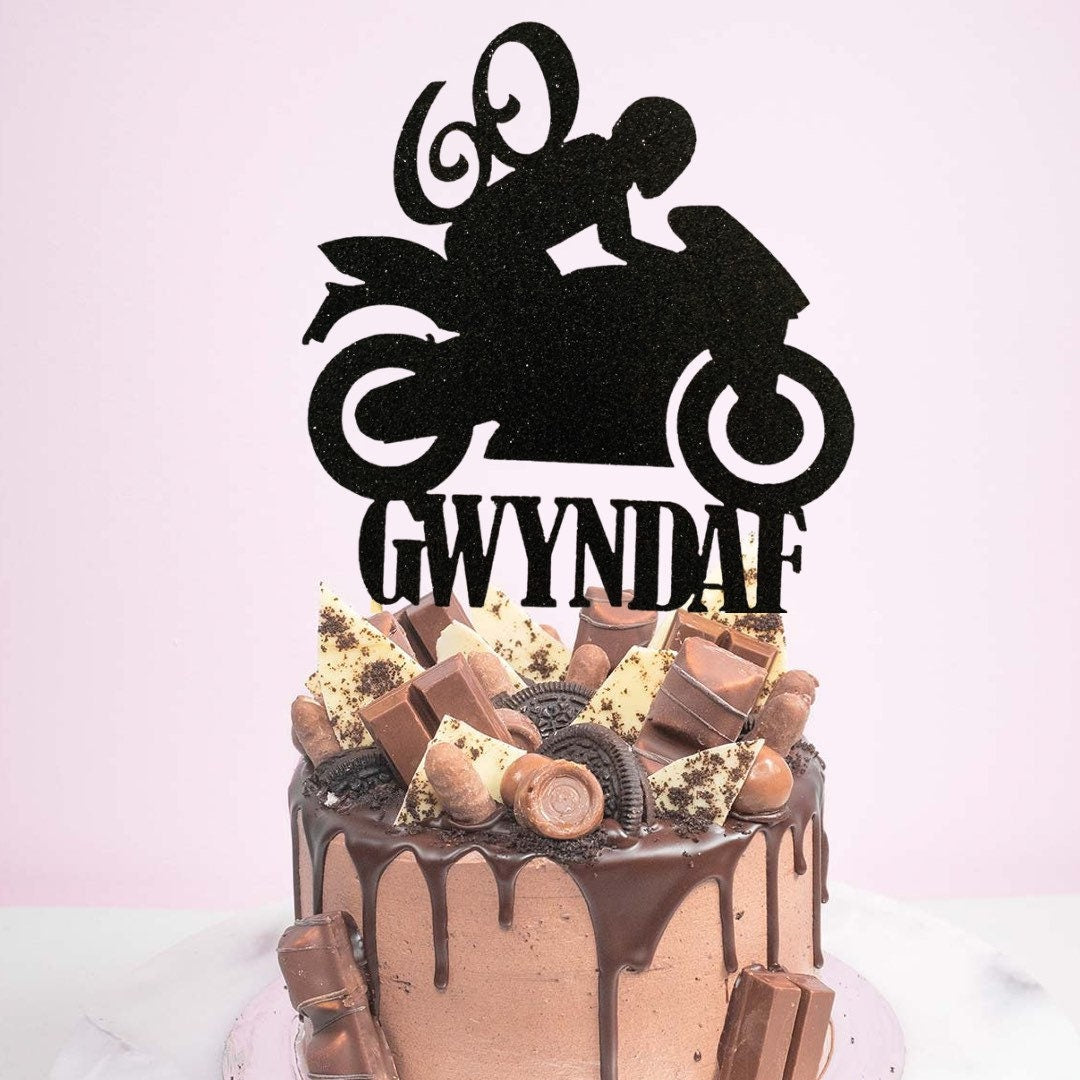 motorcycle personalised cake topper