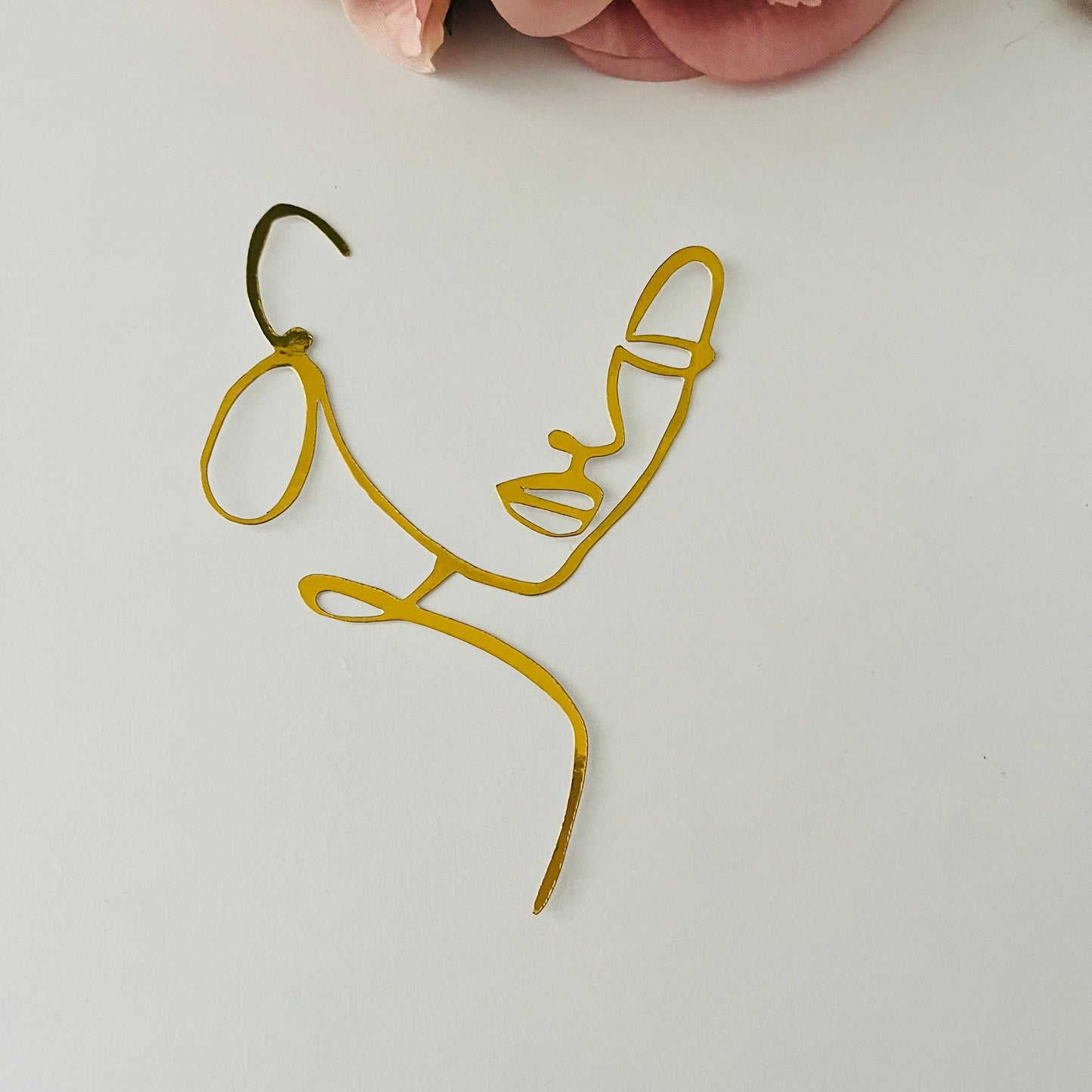 Line Art Lady Mirror Card Cake Charm