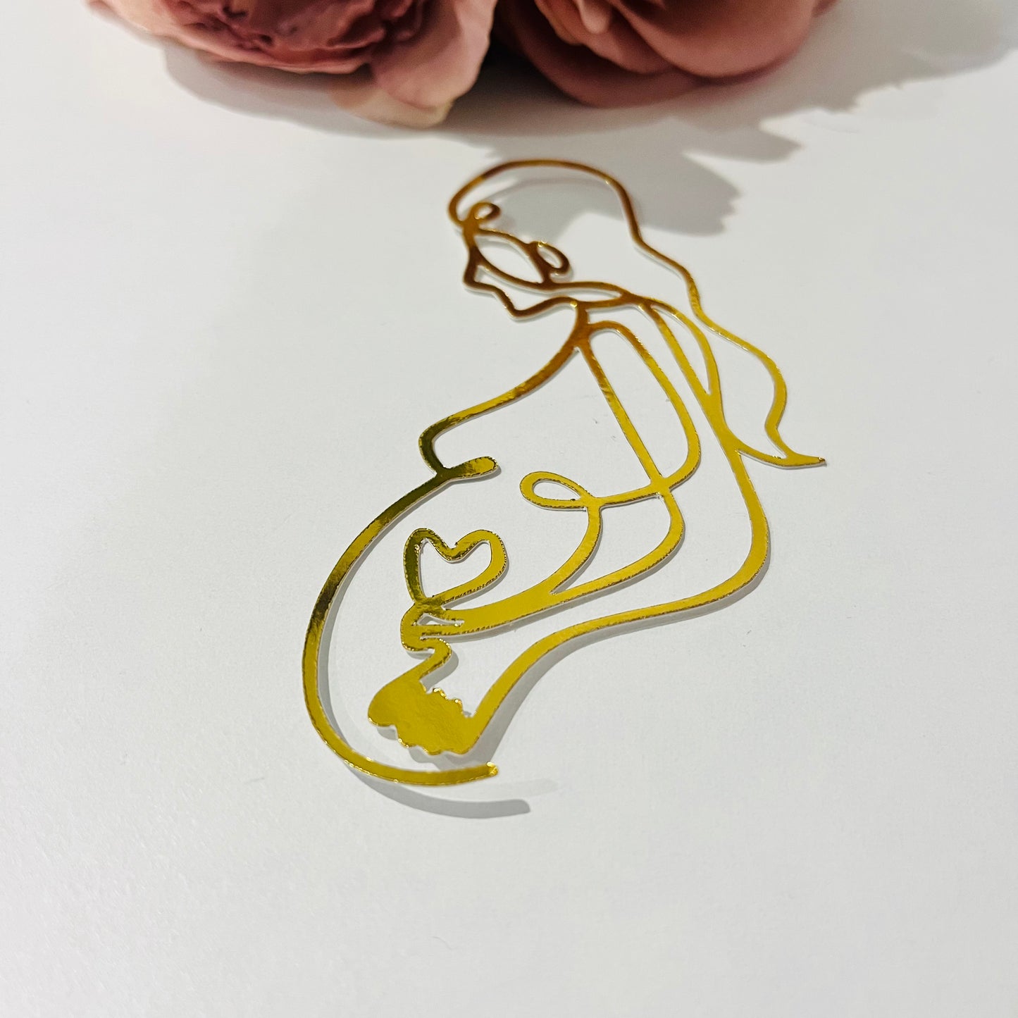 Line Art Pregnant Lady Silhouette Cardstock Cake Charm