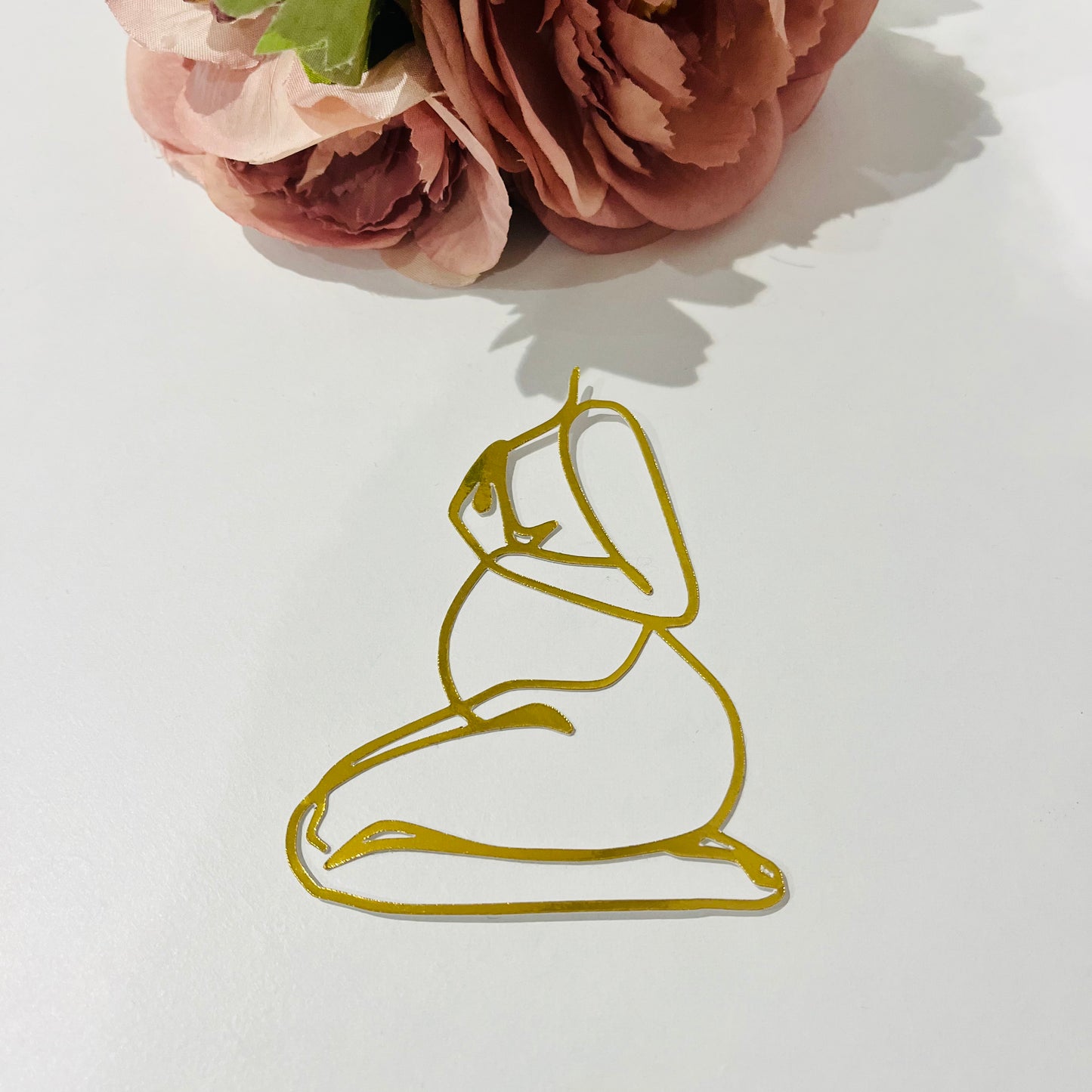 Line Art Pregnant Lady Silhouette Cardstock Cake Charm