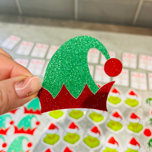 Christmas cupcake toppers, Christmas cupcake topper, Elf hat cupcake toppers x 6