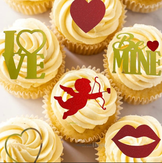 Valentines Cupcake Toppers x 6