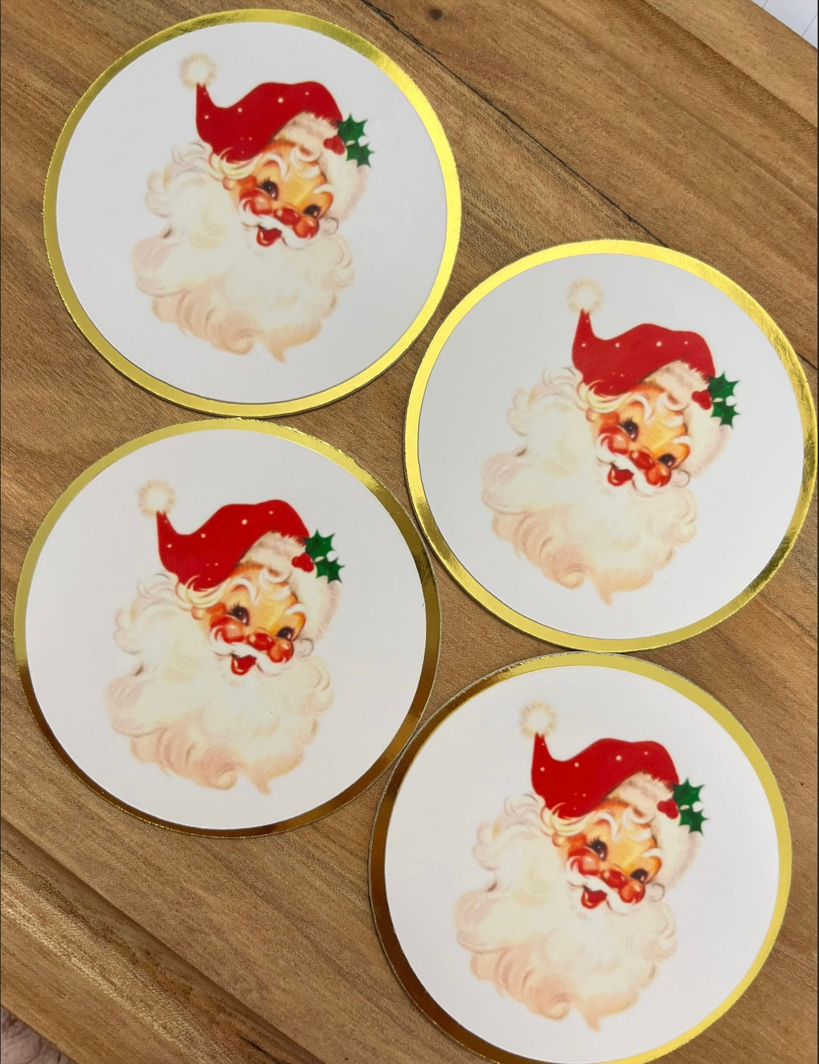 12 traditional Santa cupcake toppers