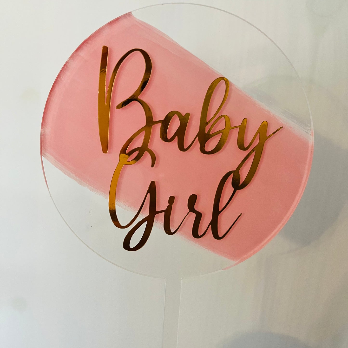 Baby Girl Pink and Gold Acrylic Topper