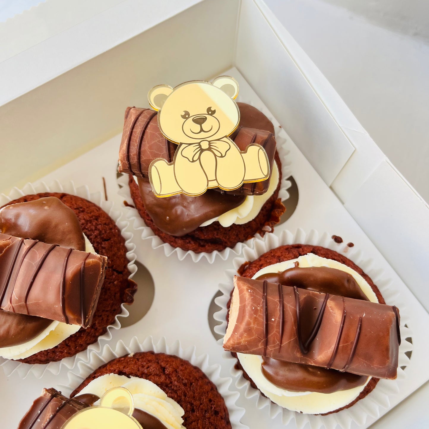 Teddy Bear Gold Cupcake Charms
