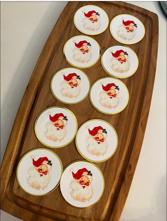 12 traditional Santa cupcake toppers