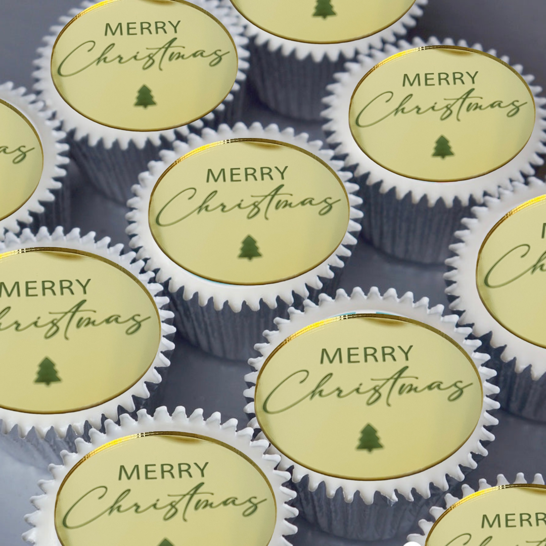 Acrylic Gold Merry Christmas cupcake toppers x 6