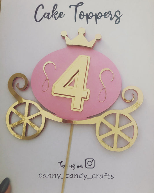 2D Princess Carriage Cake Topper
