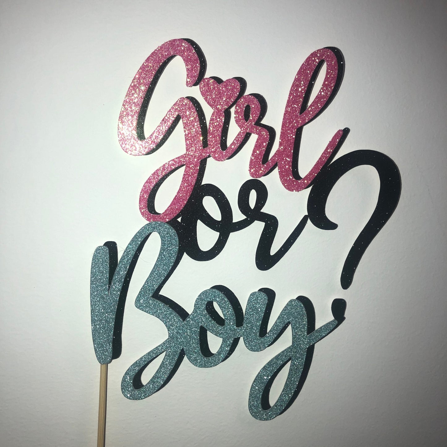 Boy or girl gender reveal cake topper