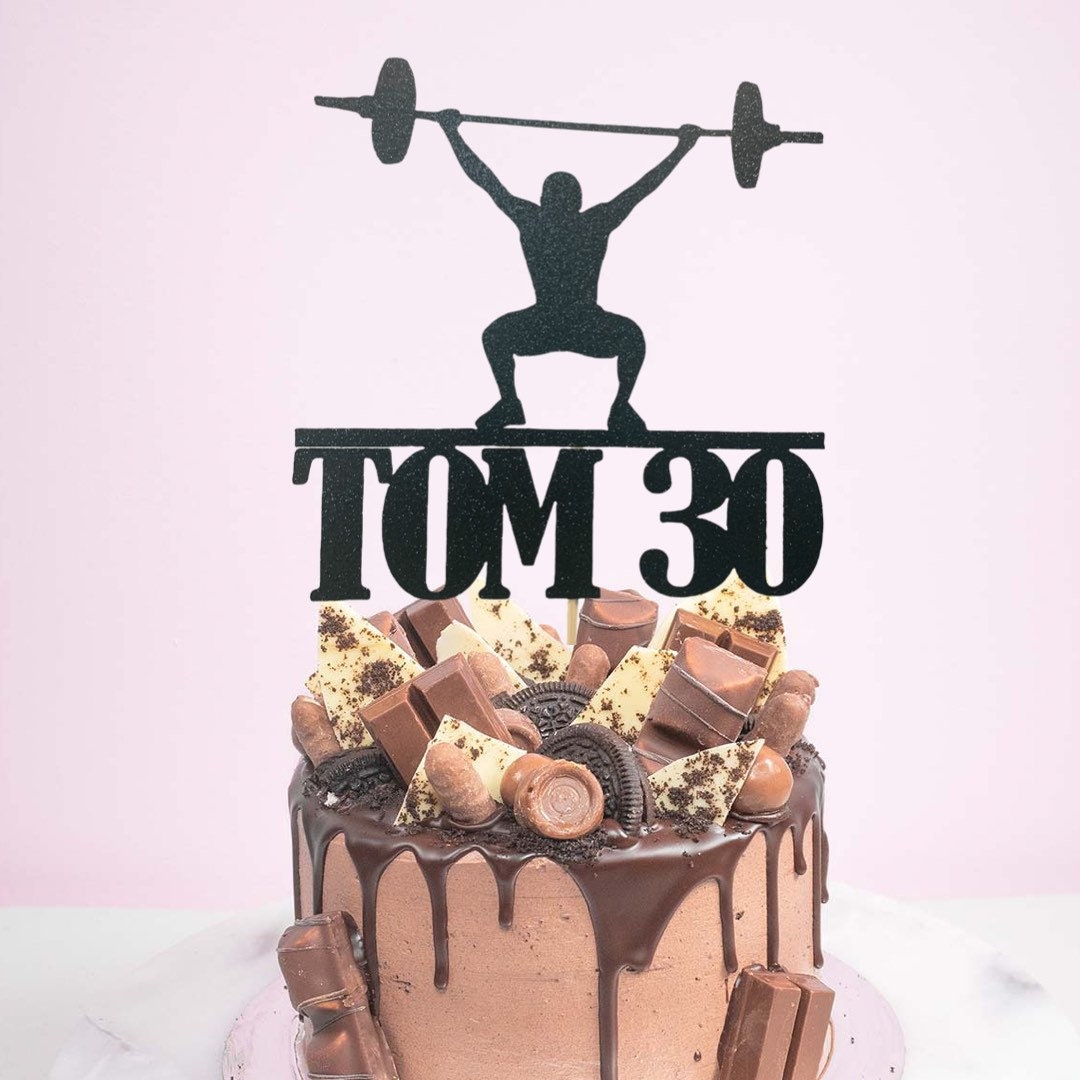 Personalised gym weight lifter cake topper