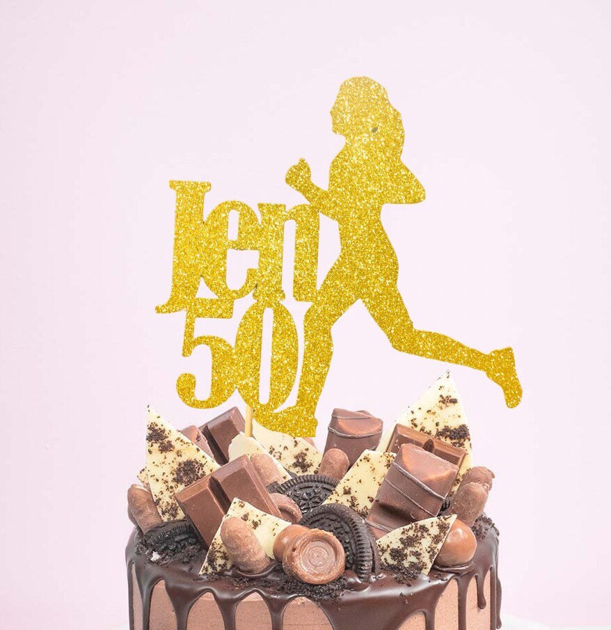 Lady Runner happy birthday cake topper