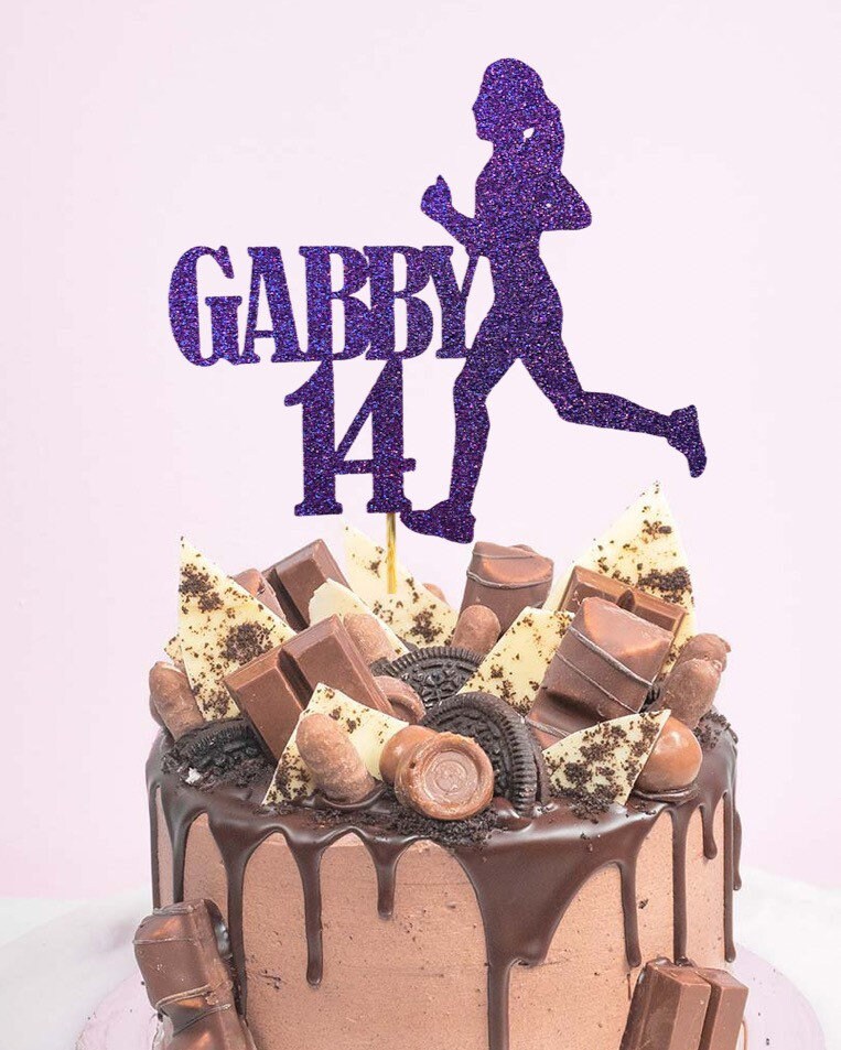 Lady Runner happy birthday cake topper